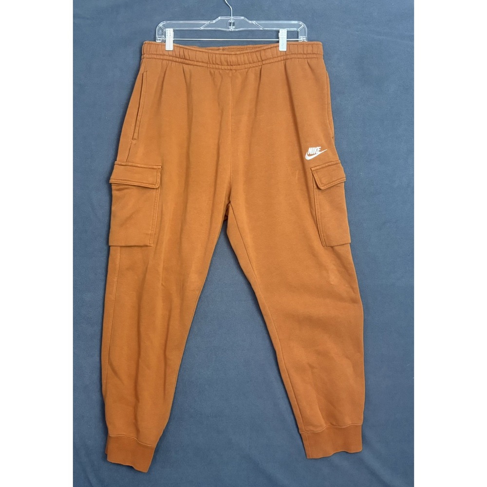 Nike Club Fleece Cargo Pants Mens XL Burnt Orange Joggers Sweatpants CD3129-290